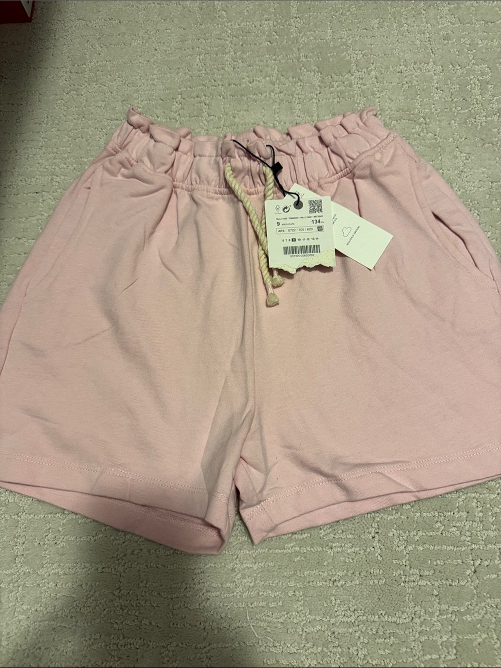 NWT Zara girls pink  Elastic-Waist 100% Cotton Shorts
